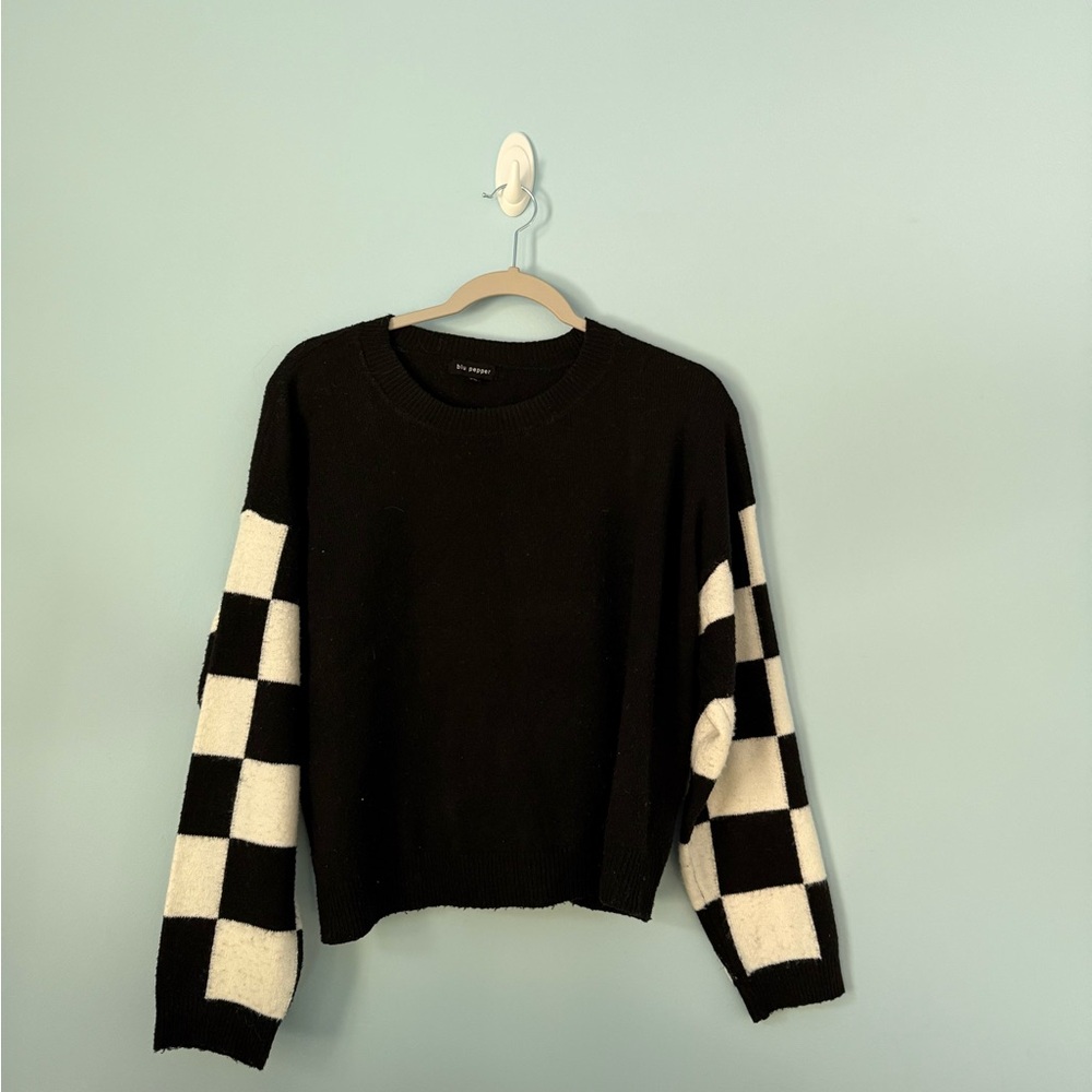 Black and White Checkered Sweater